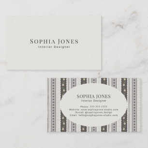 Modern Charcoal & Cream Scallop Stripe Business Card