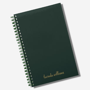 Modern Charcoal & Gold Script Name Monogram Notebook