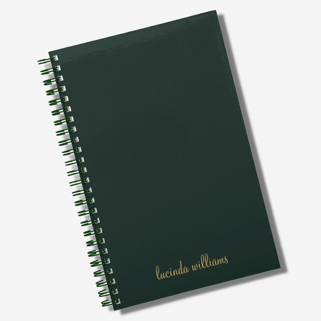 Modern Charcoal & Gold Script Name Monogram Notebook (Creator Uploaded)