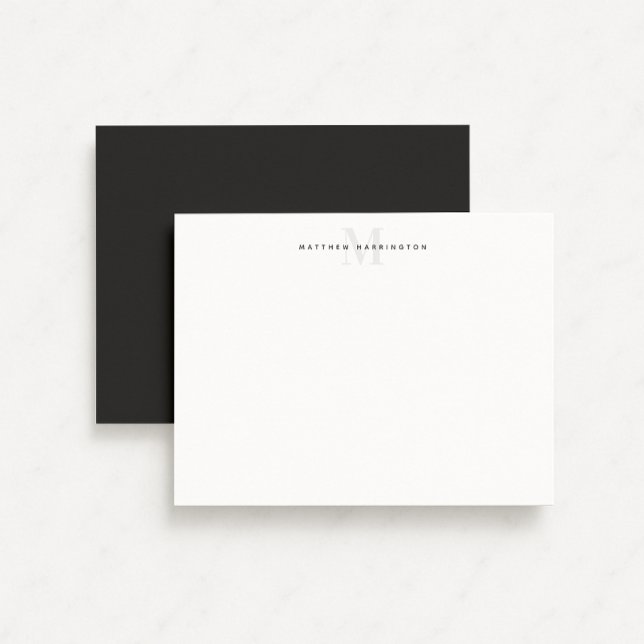 Modern charcoal grey monogrammed  stationery card (Creator Uploaded)