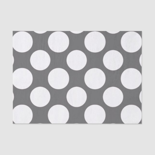 Modern Charcoal Grey White Polka Dots Pattern Tissue Paper (Front)
