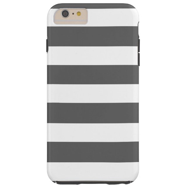 Modern Charcoal Grey White Stripes Pattern Case-Mate iPhone Case (Back)