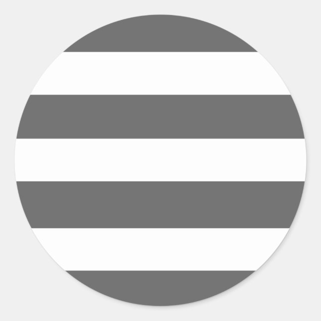 Modern Charcoal Grey White Stripes Pattern Classic Round Sticker (Front)