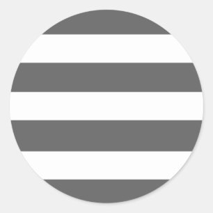 Modern Charcoal Grey White Stripes Pattern Classic Round Sticker