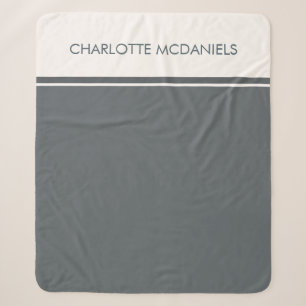 Modern Charcoal Simple Personalised Name Sherpa Blanket