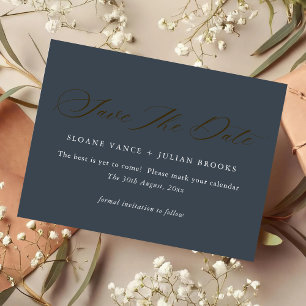 Modern Charcoal Typography Save the Date Card 