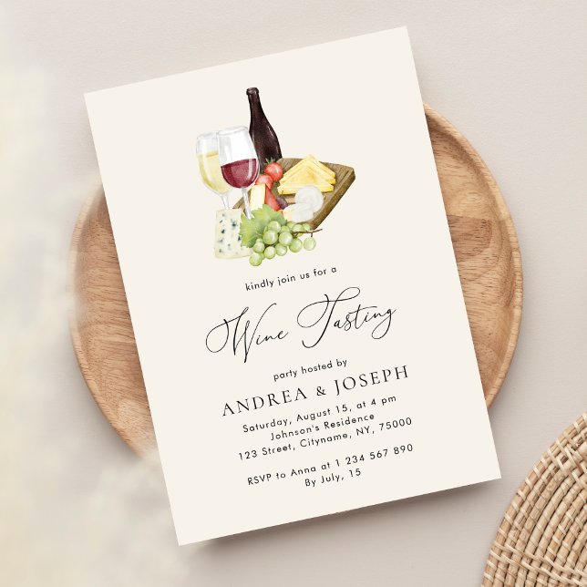 Modern Charcuterie Cheese Board Wine Tasting Party Invitation (Creator Uploaded)