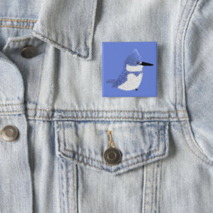 Modern charming belted kingfisher 15 cm square badge