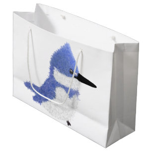 Modern charming belted kingfisher large gift bag