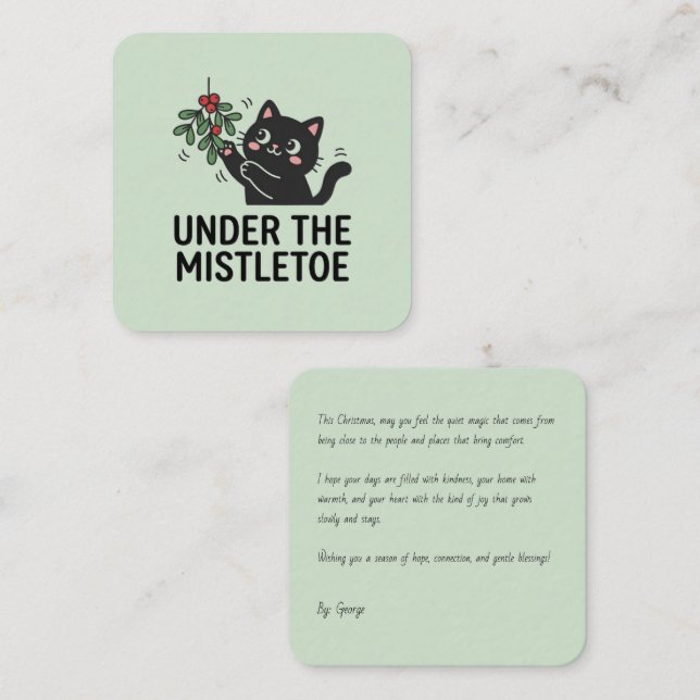 Modern Charming Black Cat Christmas Sweet Message Card (Front/Back)