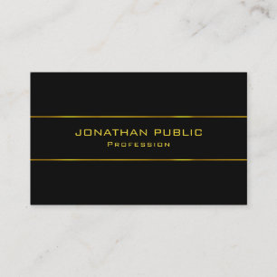 Modern Charming Elegant Black Gold Top Template Business Card