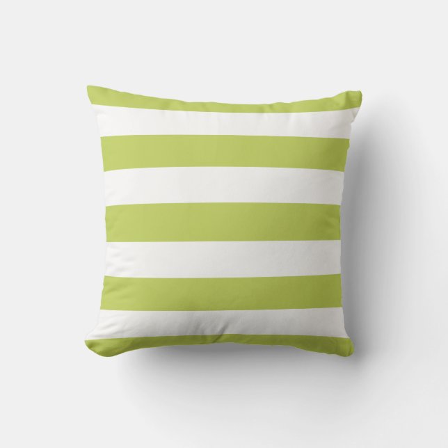 Modern Chartreuse and White Stripes Cushion (Front)