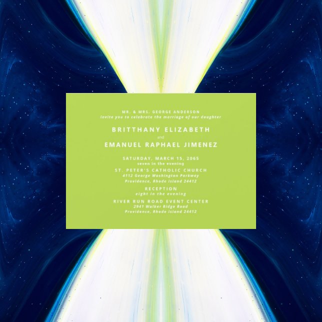 Modern Chartreuse Bride Parents Wedding  Invitation (Creator Uploaded)