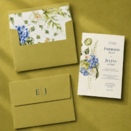 Modern Chartreuse Editorial Monogram Wedding Envelope