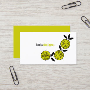 Modern Chartreuse Floral Business Card