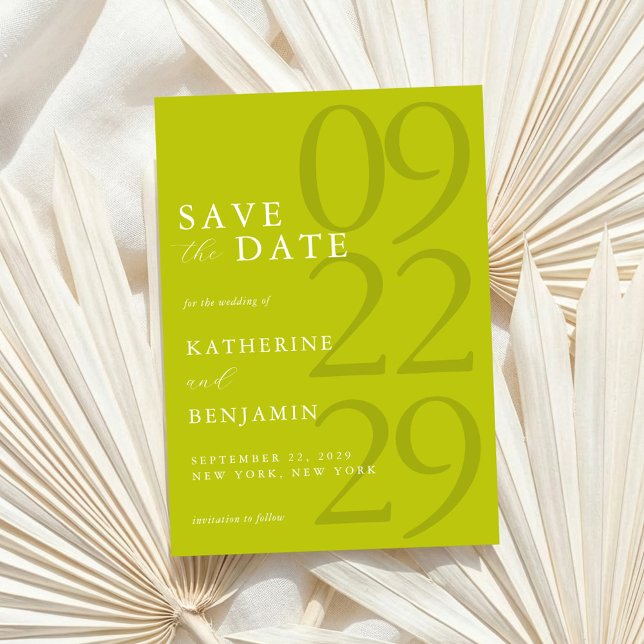 Modern Chartreuse Minimalist Wedding Save The Date (Creator Uploaded)