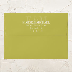 Modern Chartreuse Monogram Wedding Envelope