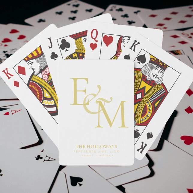 Modern Chartreuse Monogram Wedding Guest Book Playing Cards (Modern Chartreuse Monogram Wedding Guest Book Poker Cards)