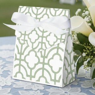 Modern Chartreuse Quatrefoil Wedding Favour Box