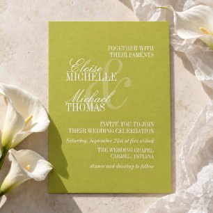 Modern Chartreuse Script Formal Wedding