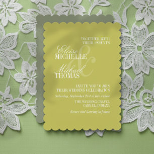 Modern Chartreuse Script Formal Wedding Invitation