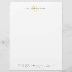 Modern Chartreuse Script Monogram Custom Letterhead