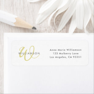 Modern Chartreuse Script Monogram Return Address Label