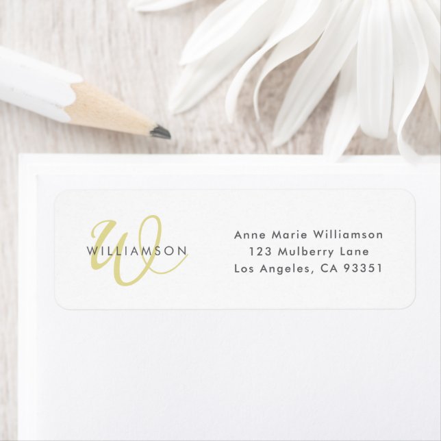 Modern Chartreuse Script Monogram Return Address Label (Insitu)