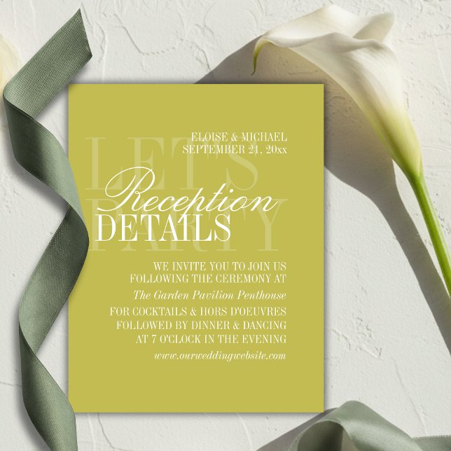 Modern Chartreuse Script Wedding Details Enclosure Card (Modern Chartreuse Script Wedding Details Enclosure Card)