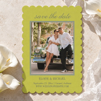 Modern Chartreuse Script Wedding Photo Save The Date