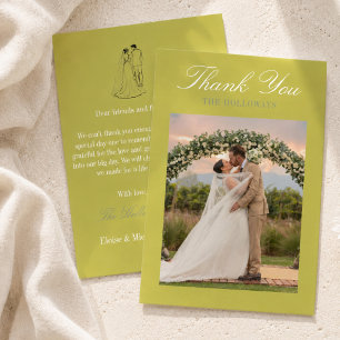 Modern Chartreuse Script Wedding Thank You Card