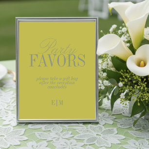 Modern Chartreuse Wedding Favor Take One Sign