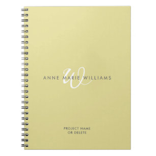 Modern Chartreuse White Script Monogram Notebook
