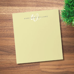 Modern Chartreuse White Script Monogram Notepad