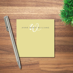 Modern Chartreuse White Script Monogram Post-it Notes