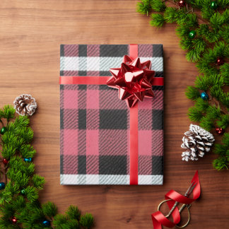 Modern check black and red wrapping paper