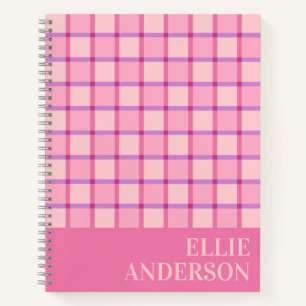 Modern Checker Pink Purple Personalized Notebook