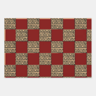Modern Checkerboard Geometric pattern  Wrapping Paper Sheet