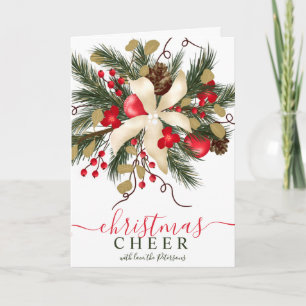 Modern Cheer Christmas floral watercolor 7 photos Card