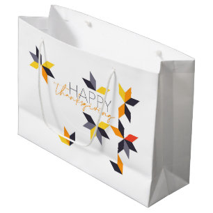 Modern, cheerful design of Happy Thanksgiving Large Gift Bag