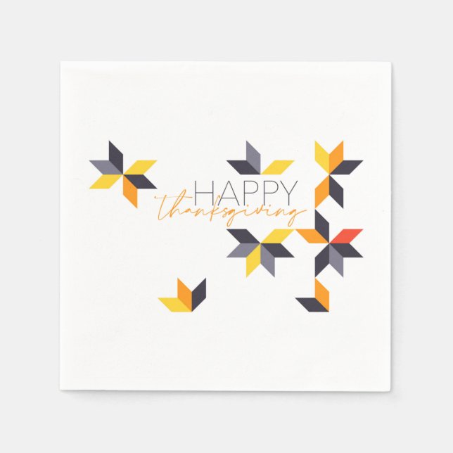 Modern, cheerful design of Happy Thanksgiving Napkin (Front)