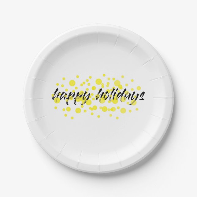Modern, cheerful, fun graphic "Happy holidays" Paper Plate (Front)