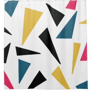 Modern, cheerful, fun, vibrant geometric pattern shower curtain