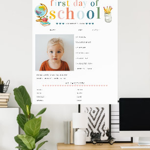 Modern Cheerful Lettering   1st Day of School Poster
