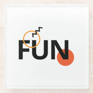 Modern, cheerful, lively, cool, trendy design Fun Glass Coaster