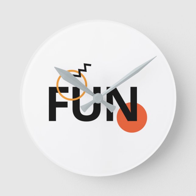 Modern, cheerful, lively, cool, trendy design Fun Round Clock (Front)