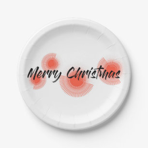 Modern, cheerful, playful design "Merry Christmas" Paper Plate