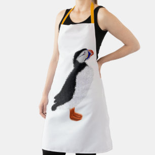 Modern cheerful puffin apron