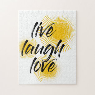 Modern, cheerful, trendy design Live Laugh Love Jigsaw Puzzle