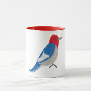 Modern cheerful woodpecker mug
